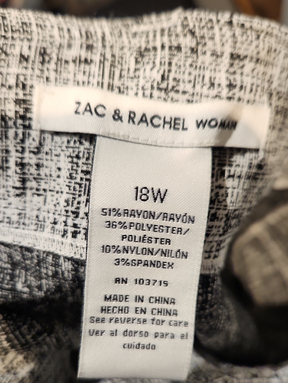 NWT Zac & Rachel White & Black Women's Sz 18W Cropped Pants - Picture 6 of 6